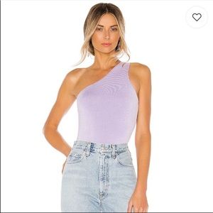 Superdown Devonne One Shoulder Bodysuit in Lavender